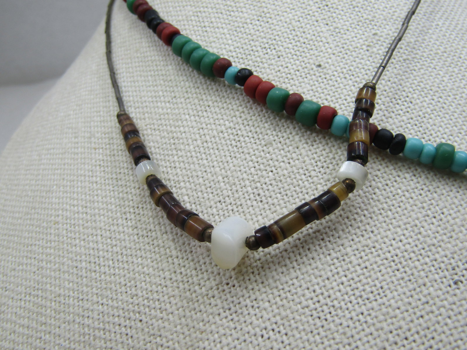 Vintage Sterling & Beaded Southwestern Pair of Necklaces , 15" - 3