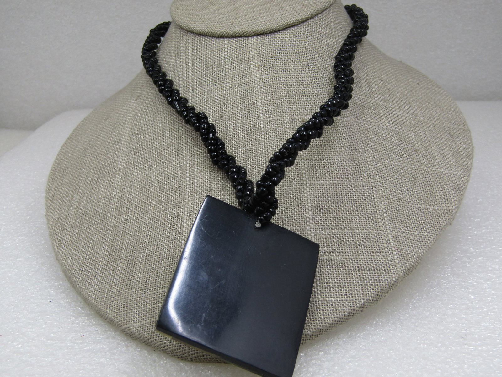 Vintage Southwestern Black Seed Beaded Ablone Necklace, 18" - 5