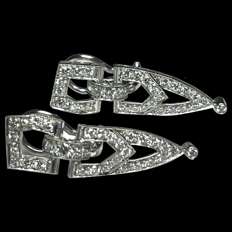 Vintage Platinum Diamond Art Deco Earrings (1 of 9)