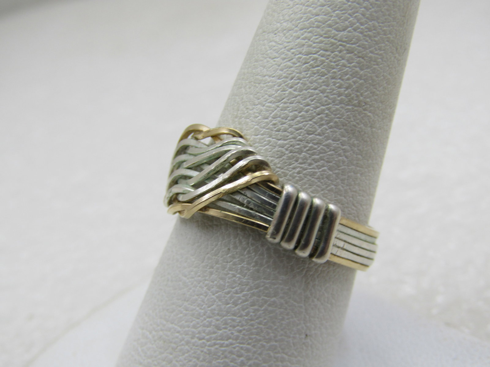 Vintage Sterling & 10kt Gold Wrapped Ring, Sz. 7, Unisex. - 3