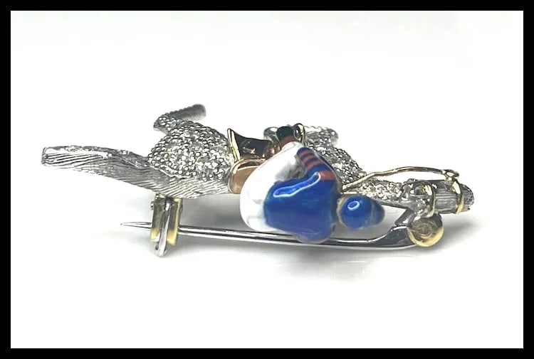Stunning Estate 18k Gold and Diamond Horse with Enamel Jockey Brooch/ Pin - 6