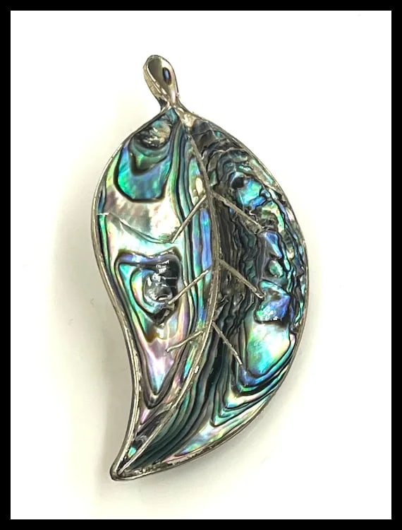 Vintage Sterling Silver Abalone Inlay Alpaca Mexico Brooch/Pin - 3