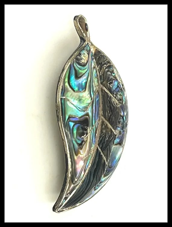 Vintage Sterling Silver Abalone Inlay Alpaca Mexico Brooch/Pin - 4