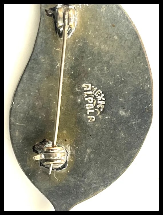 Vintage Sterling Silver Abalone Inlay Alpaca Mexico Brooch/Pin - 6