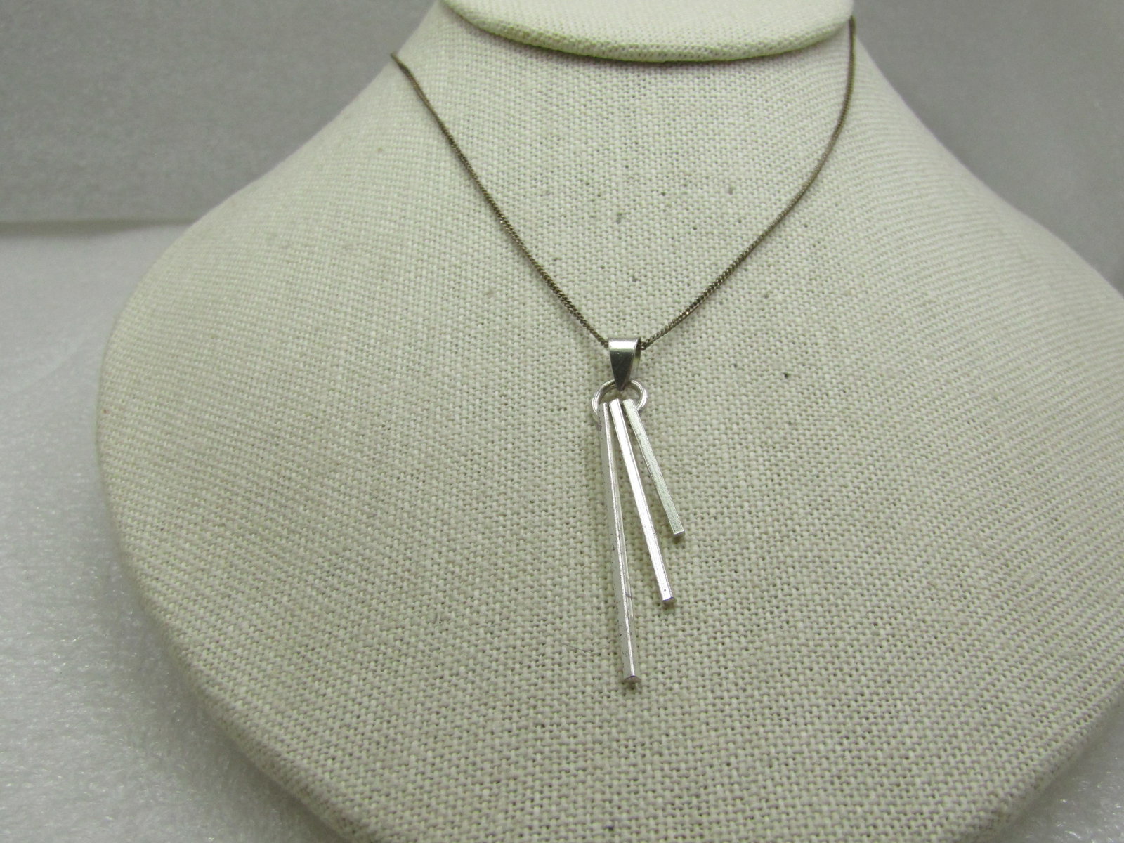 Vintage Sterling 16" Dangling Bar Pendant, 1970's-1980's - 2