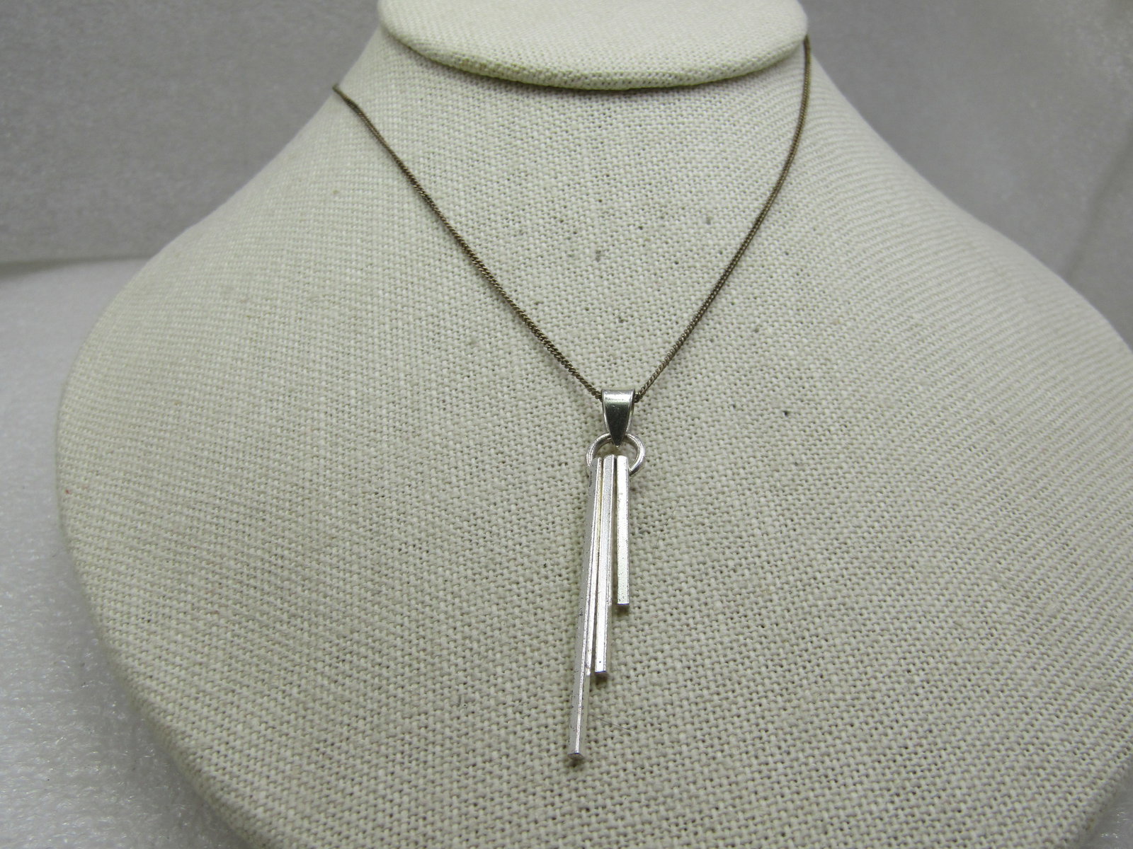 Vintage Sterling 16" Dangling Bar Pendant, 1970's-1980's - 3
