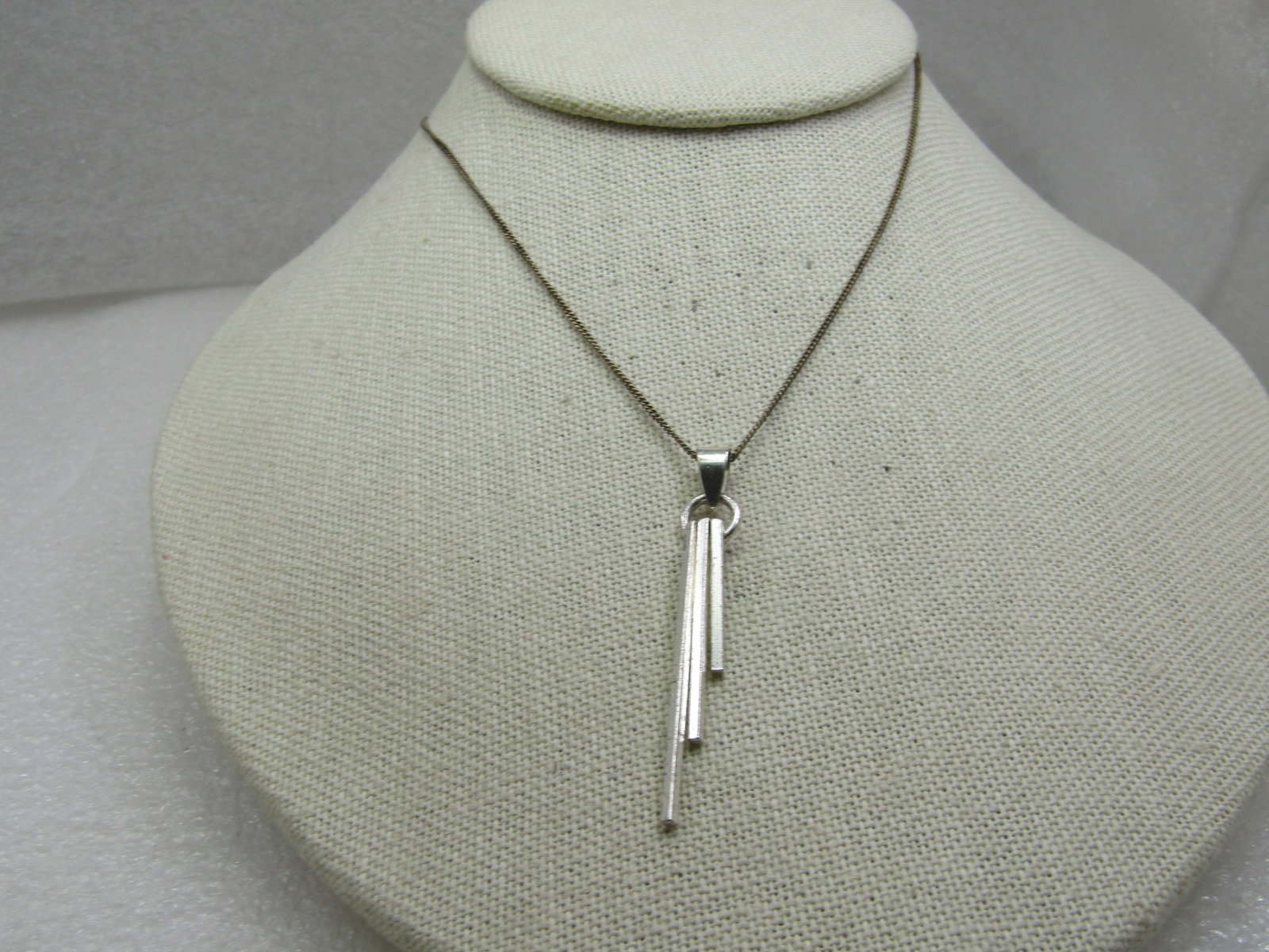 Vintage Sterling 16" Dangling Bar Pendant, 1970's-1980's - 4