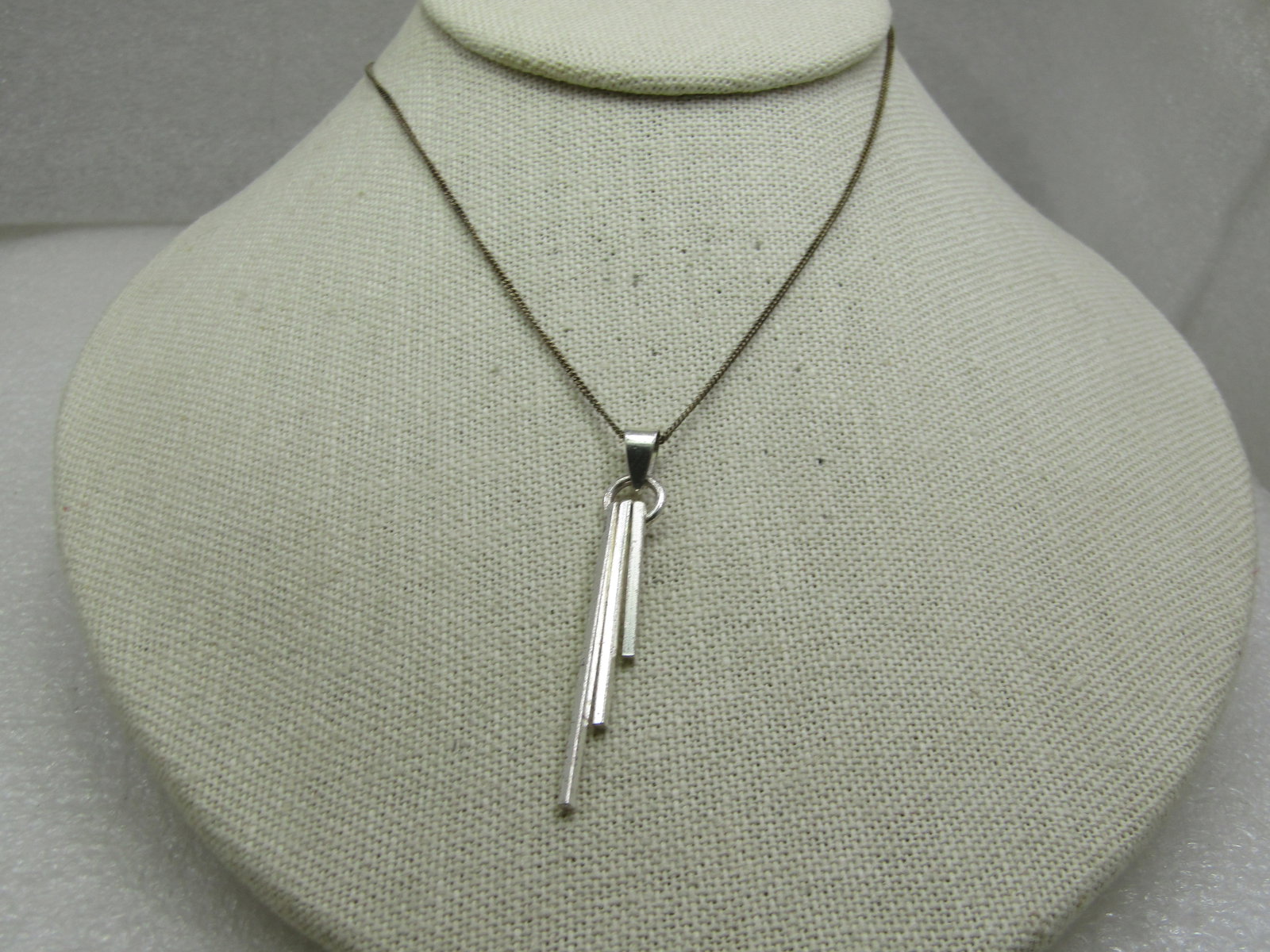 Vintage Sterling 16" Dangling Bar Pendant, 1970's-1980's - 5