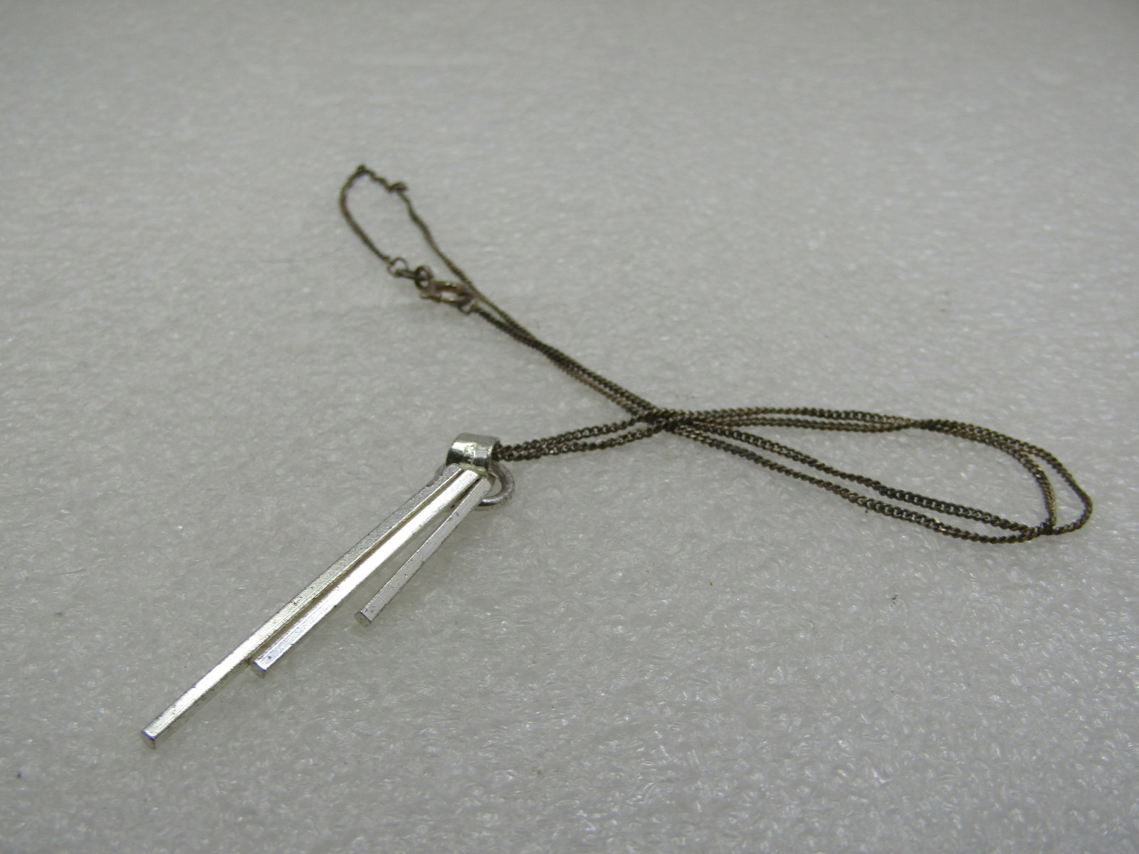 Vintage Sterling 16" Dangling Bar Pendant, 1970's-1980's - 6