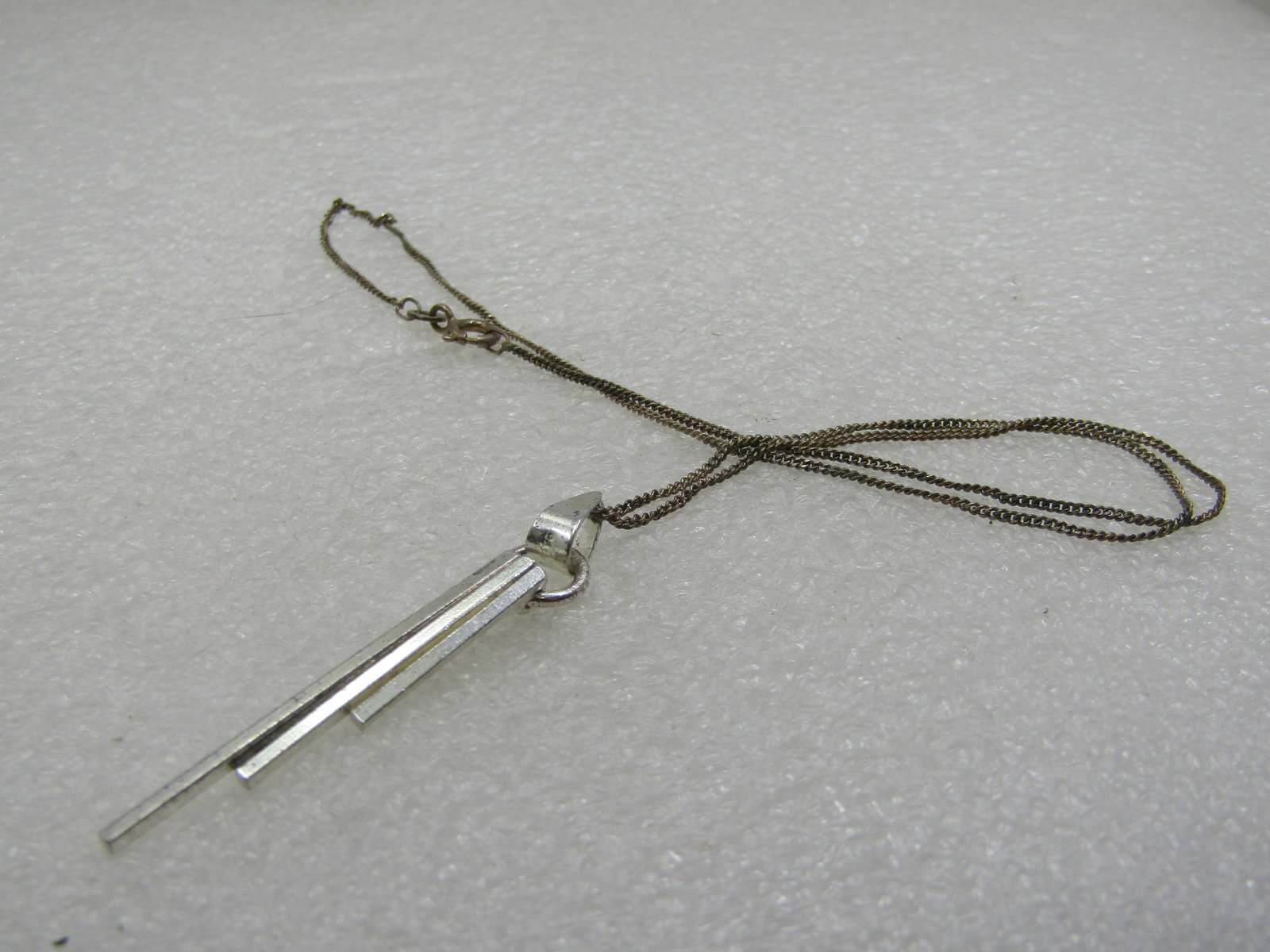 Vintage Sterling 16" Dangling Bar Pendant, 1970's-1980's - 7
