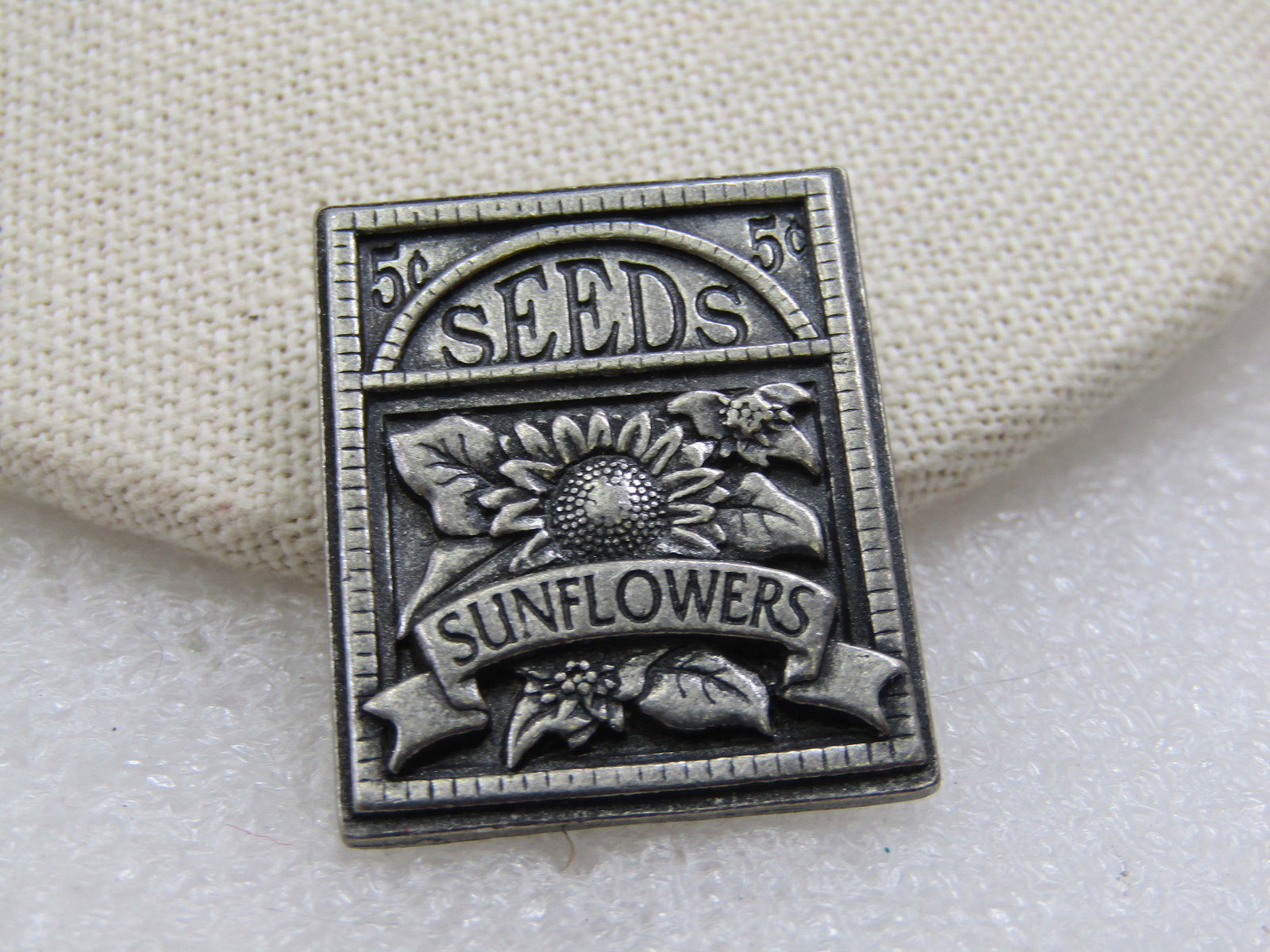 Vintage Sunflower Seed Packet Brooch by Birds & Blooms, 2003 - 2