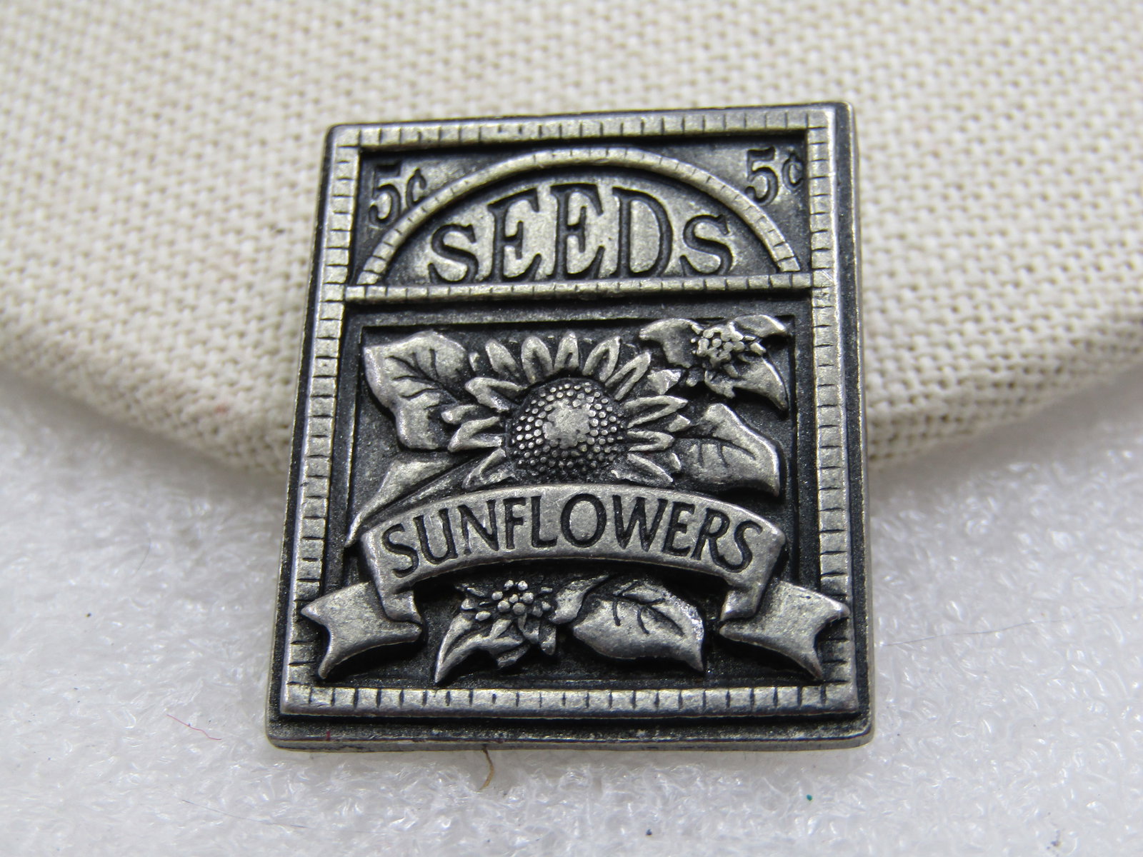 Vintage Sunflower Seed Packet Brooch by Birds & Blooms, 2003 - 3
