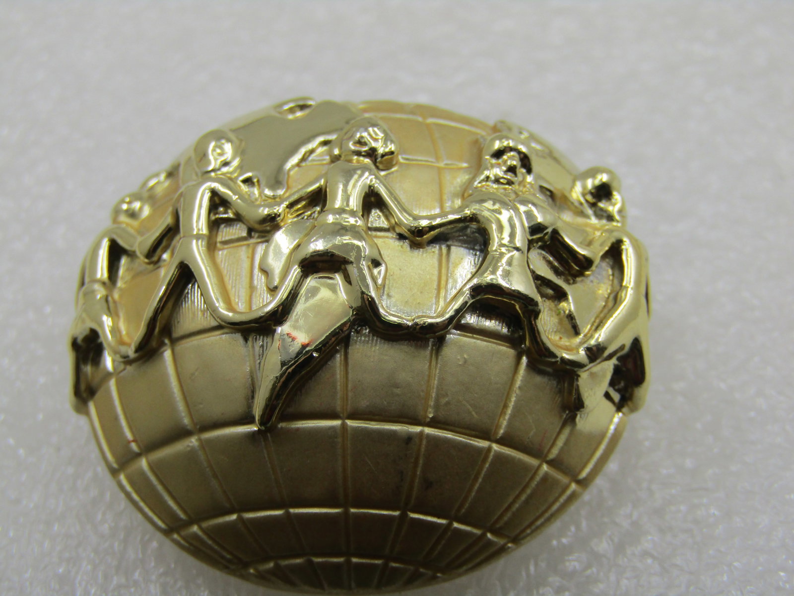 Vintage "We Are The World" Brooch, 1980's, Gold Tone - 5