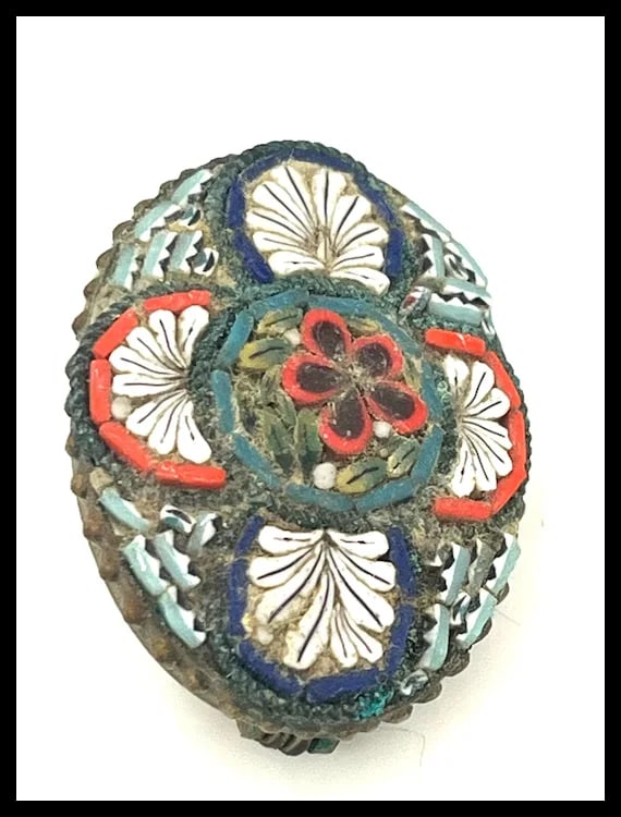Vintage Italian Mosaic Glass Inlay Brooch/Pin - 3