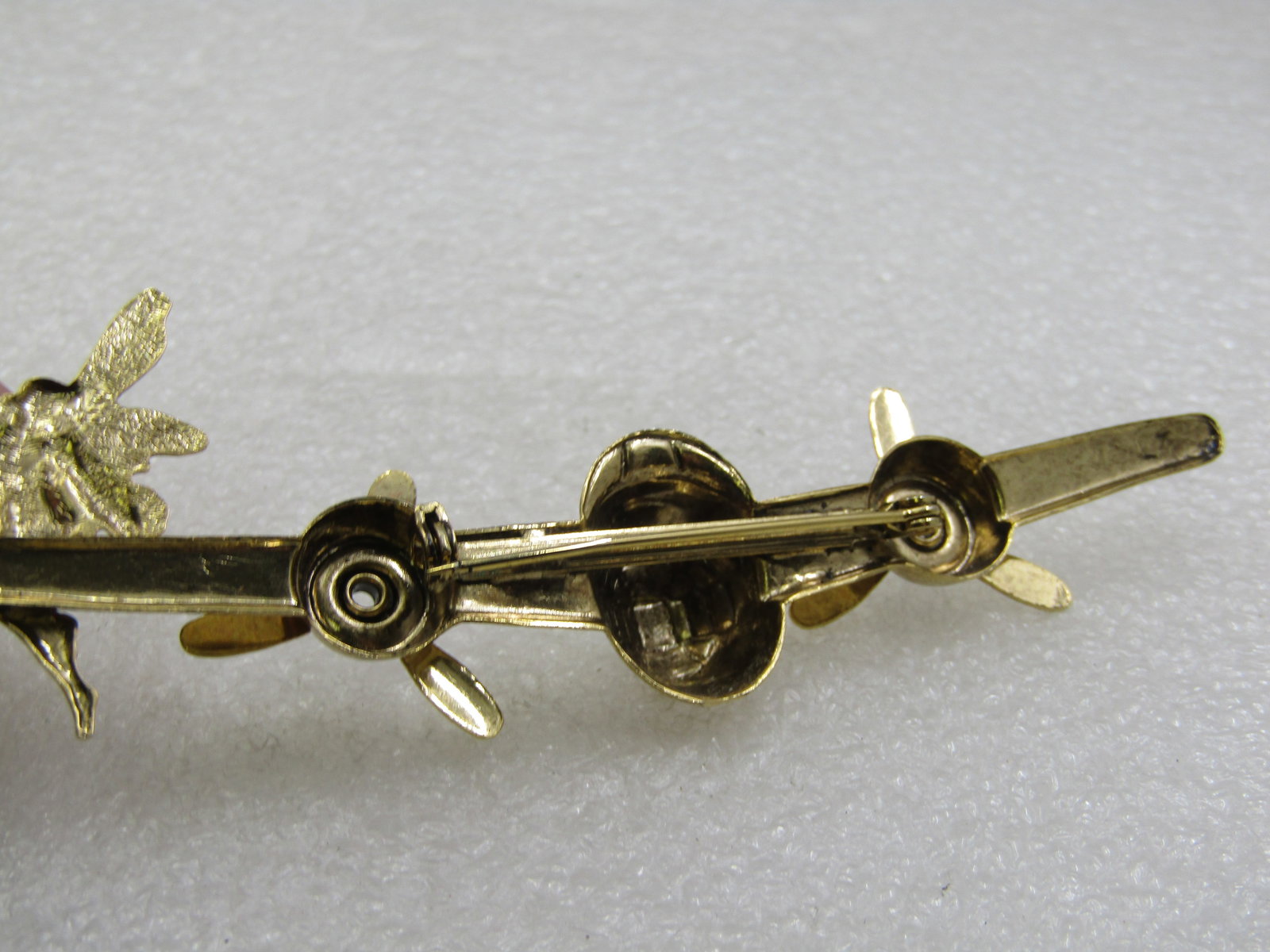 Vintage Brooch, Plane Front with Moving Engine parts and a Fairy on the Wing, 3-7/8" - 6