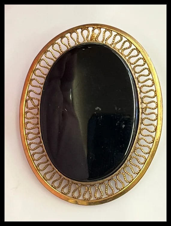 Vintage Lot of 12k Gold Filled Onyx and Enamel Brooches - 4