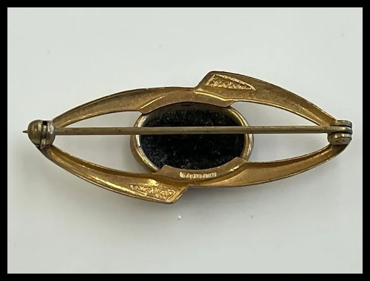 Vintage Lot of 12k Gold Filled Onyx and Enamel Brooches - 9