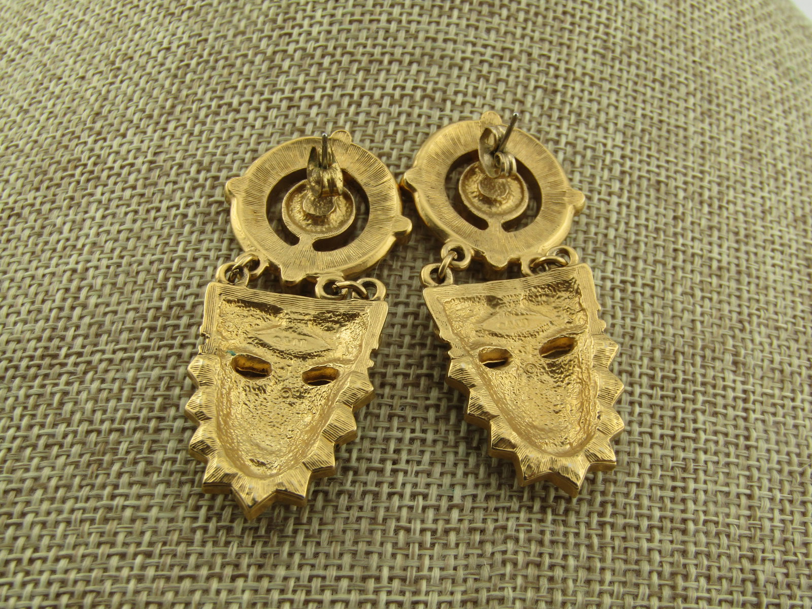 Vintage Avon Tribal Mask Drop Earrings, 1993 - 4