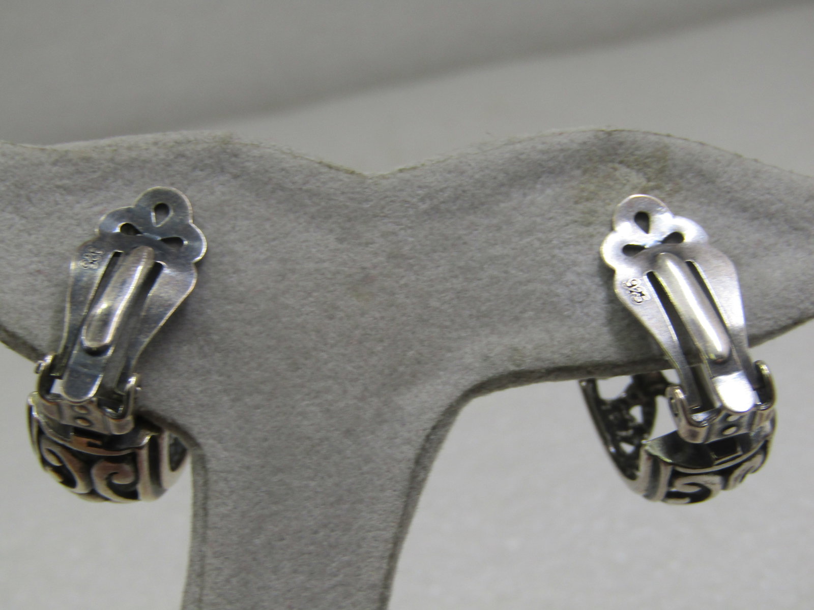 Sterling Scrolled Hoop Clip Earrings, 7/8", 11.5mm - 4