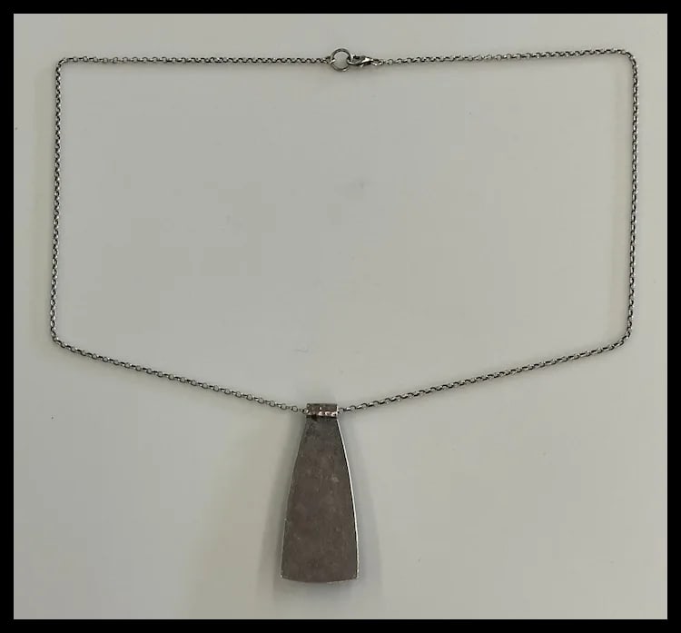 Estate Artisan Handmade Sterling Silver Multi Media Pendant/ Necklace - 3
