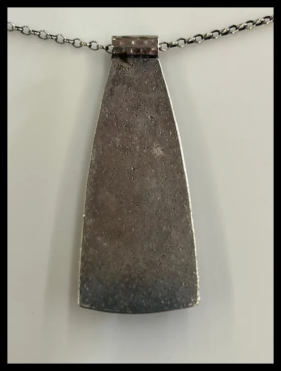 Estate Artisan Handmade Sterling Silver Multi Media Pendant/ Necklace - 5