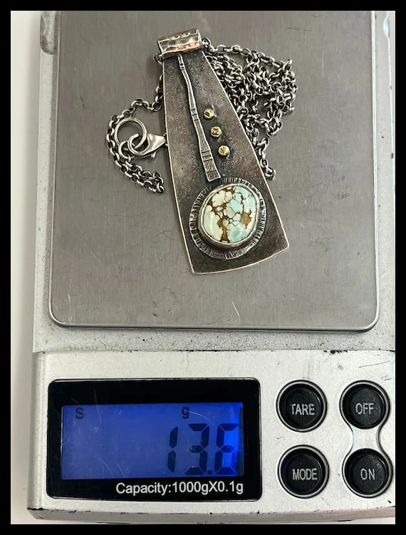 Estate Artisan Handmade Sterling Silver Multi Media Pendant/ Necklace - 7