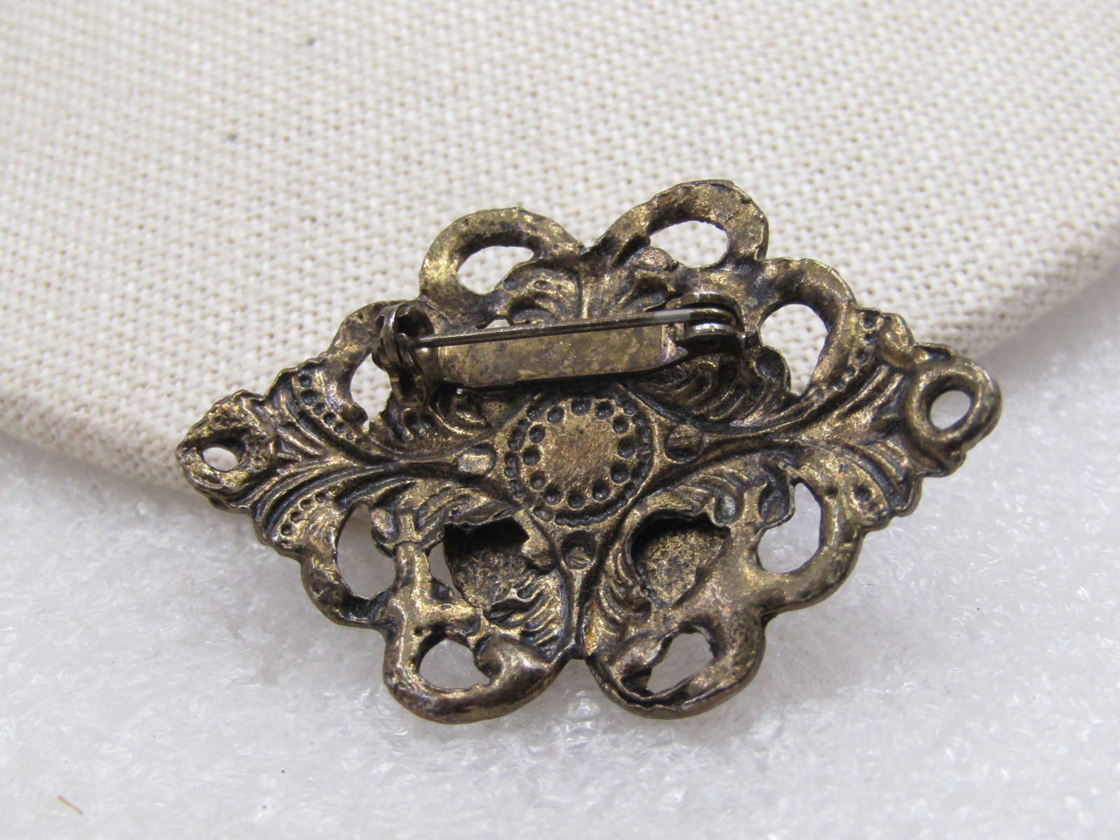 Vintage Black & Clear Stone Victorian Themed Brooch, 1.75" - 5