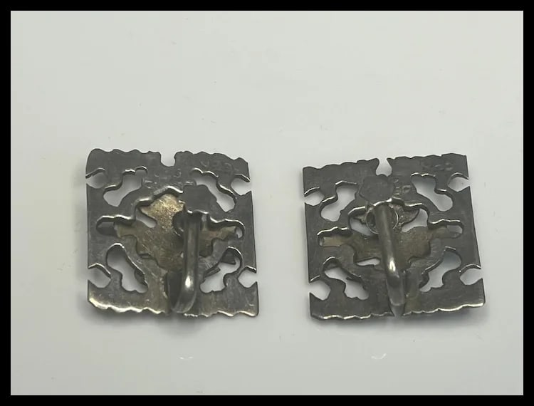 Vintage Cuzco Sterling Silver & Turquoise Screw back Earring Set - 4