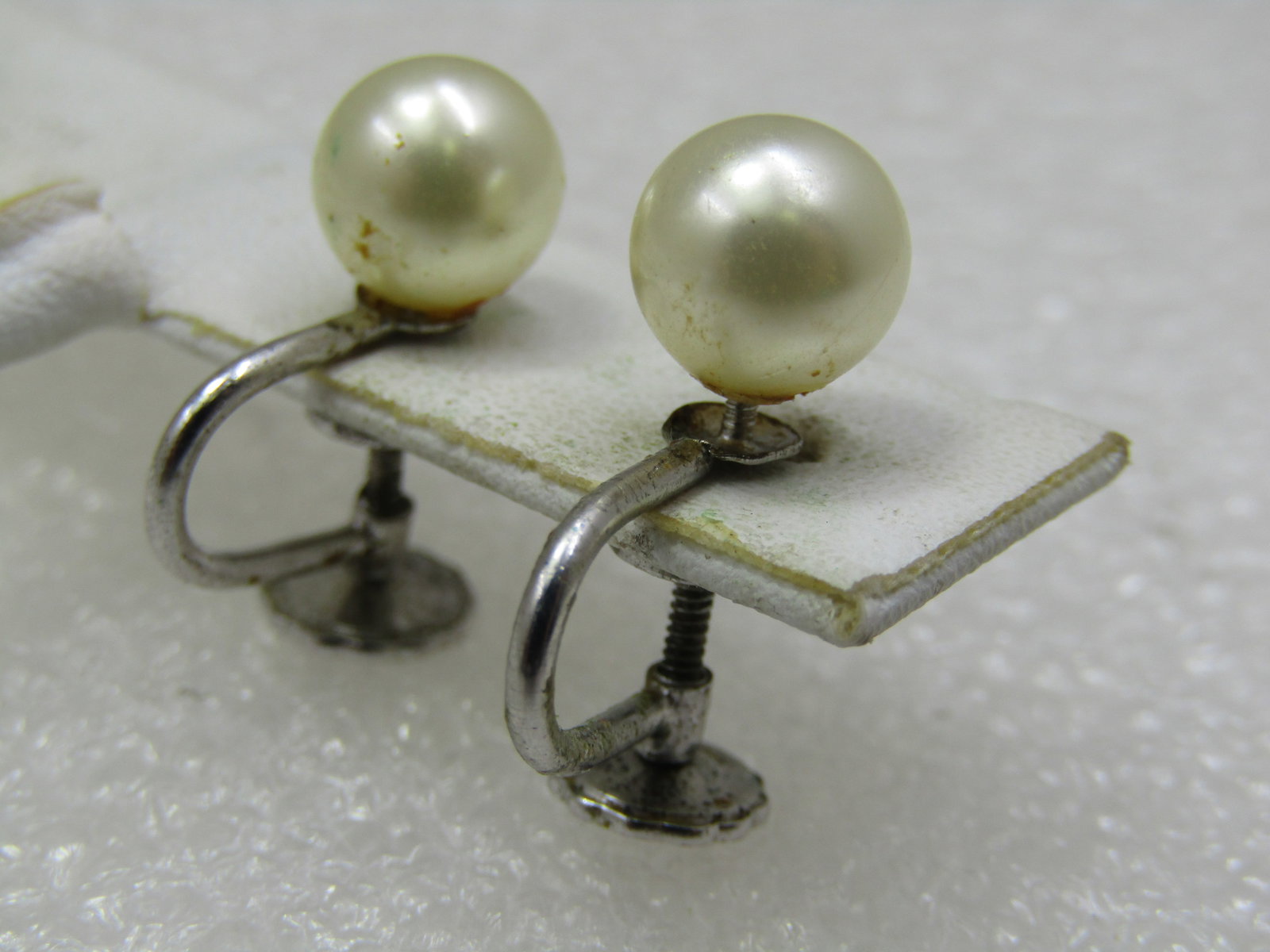 Vintage Marvella Sterling Faux Pearl Earrings, Screwback Mid-Century - 2