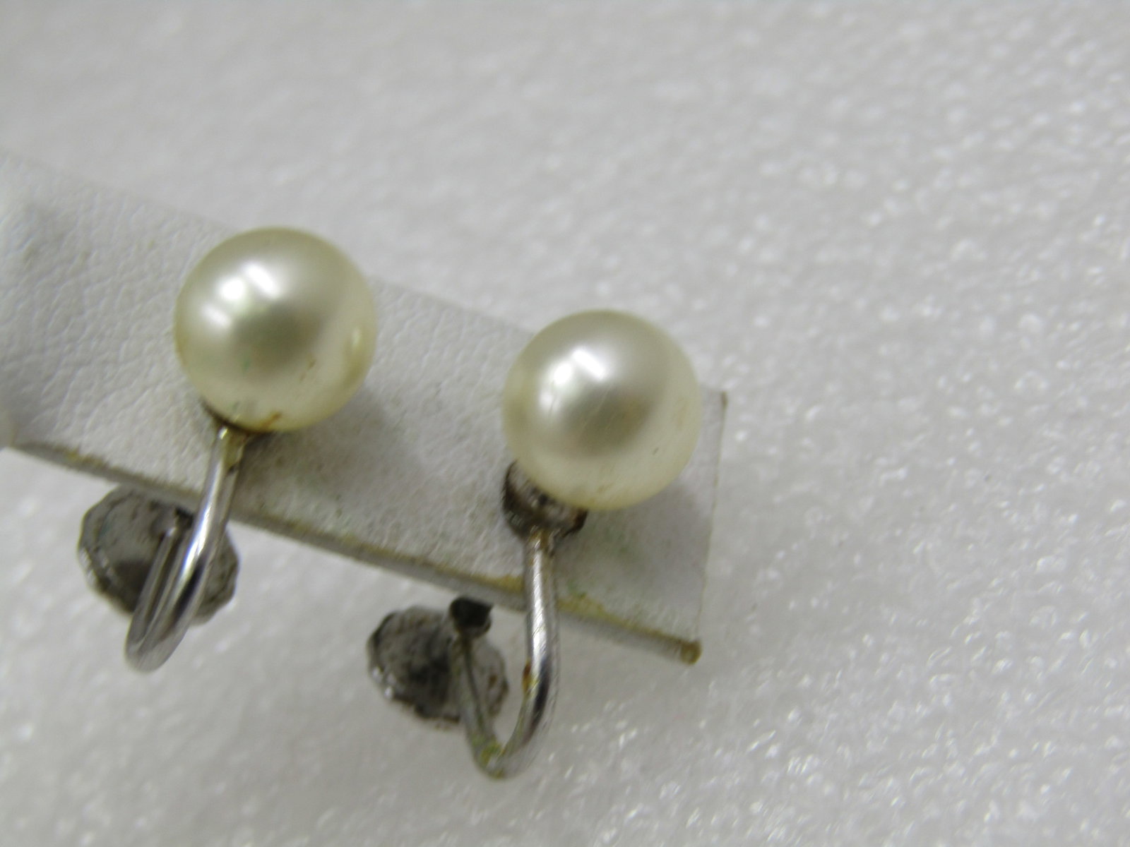Vintage Marvella Sterling Faux Pearl Earrings, Screwback Mid-Century - 3