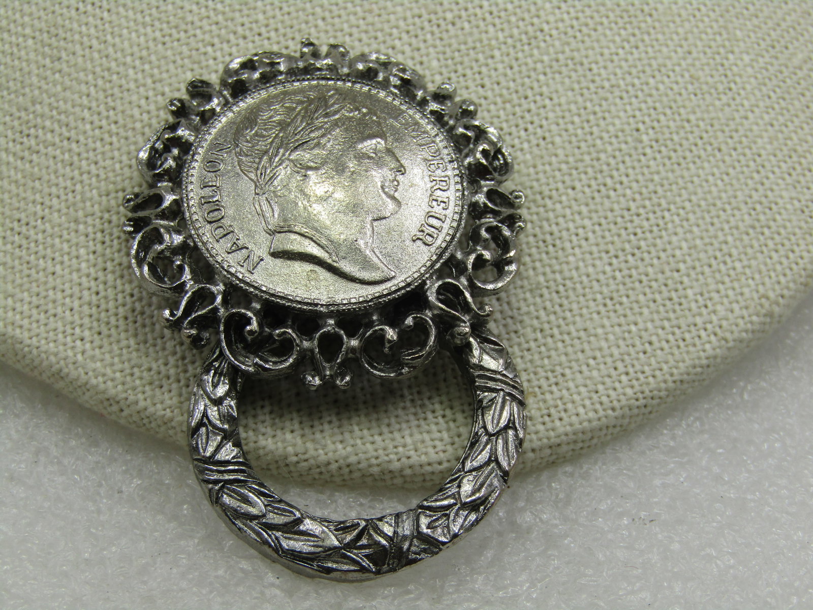 Vintage Faux Napolean Emperor Coin Brooch, 1960's-1970's, 2.25" (1 of 4)
