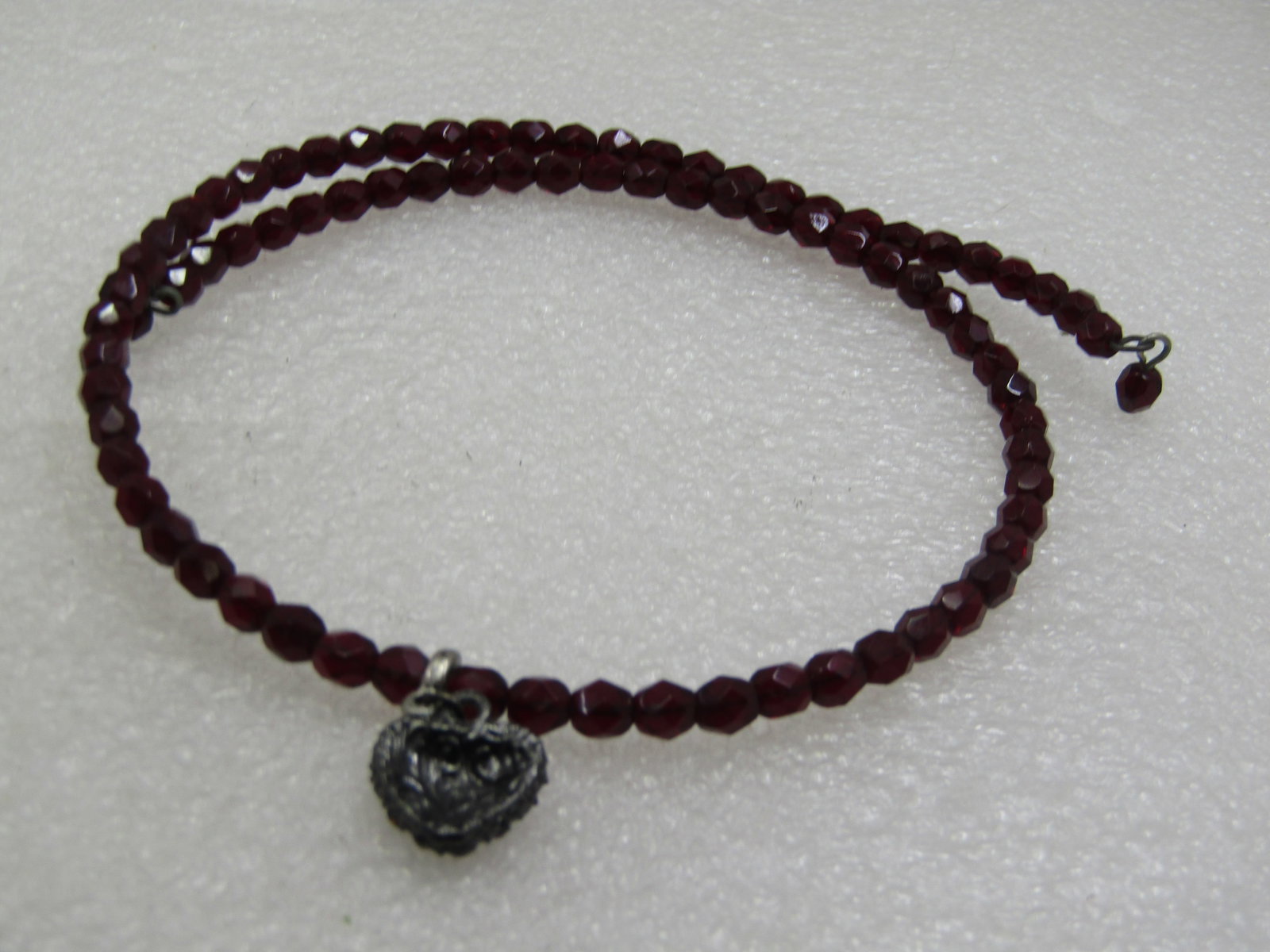 Vintage Red Faceted Beaded Necklace & Earrings Set - 5