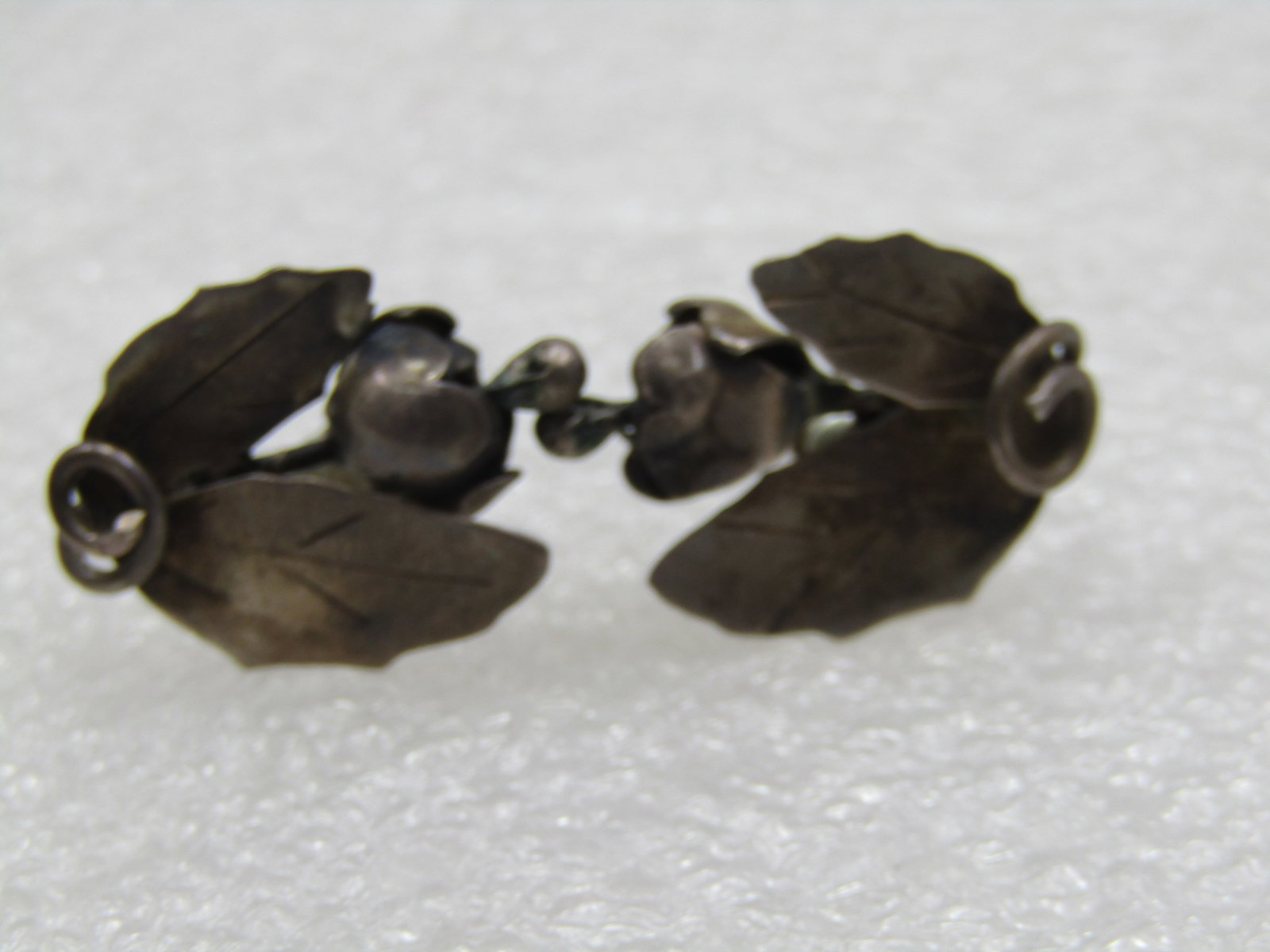 Vintage Sterling Leaf & Blossom Earrings, 1930's-1940's Screwback - 8