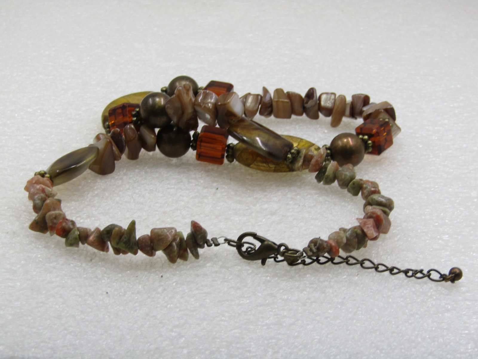 Vintage Polished Agate, Amber Glass Beaded Necklace, Premier Designs, 21" - 6