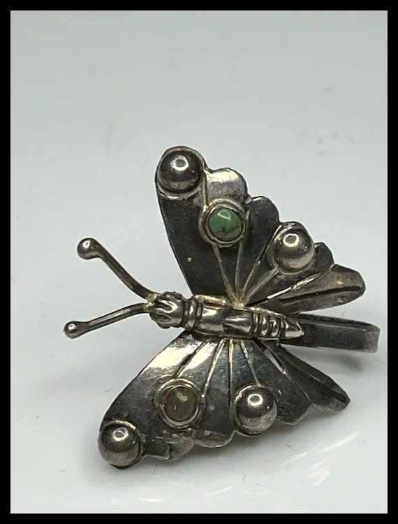 Vintage Sterling Silver MEXICO Butterfly Screw Back Earrings - 4