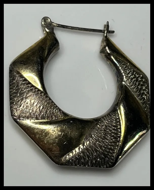 Estate Sterling Silver/Gold Geometric Hoop Earrings - 4