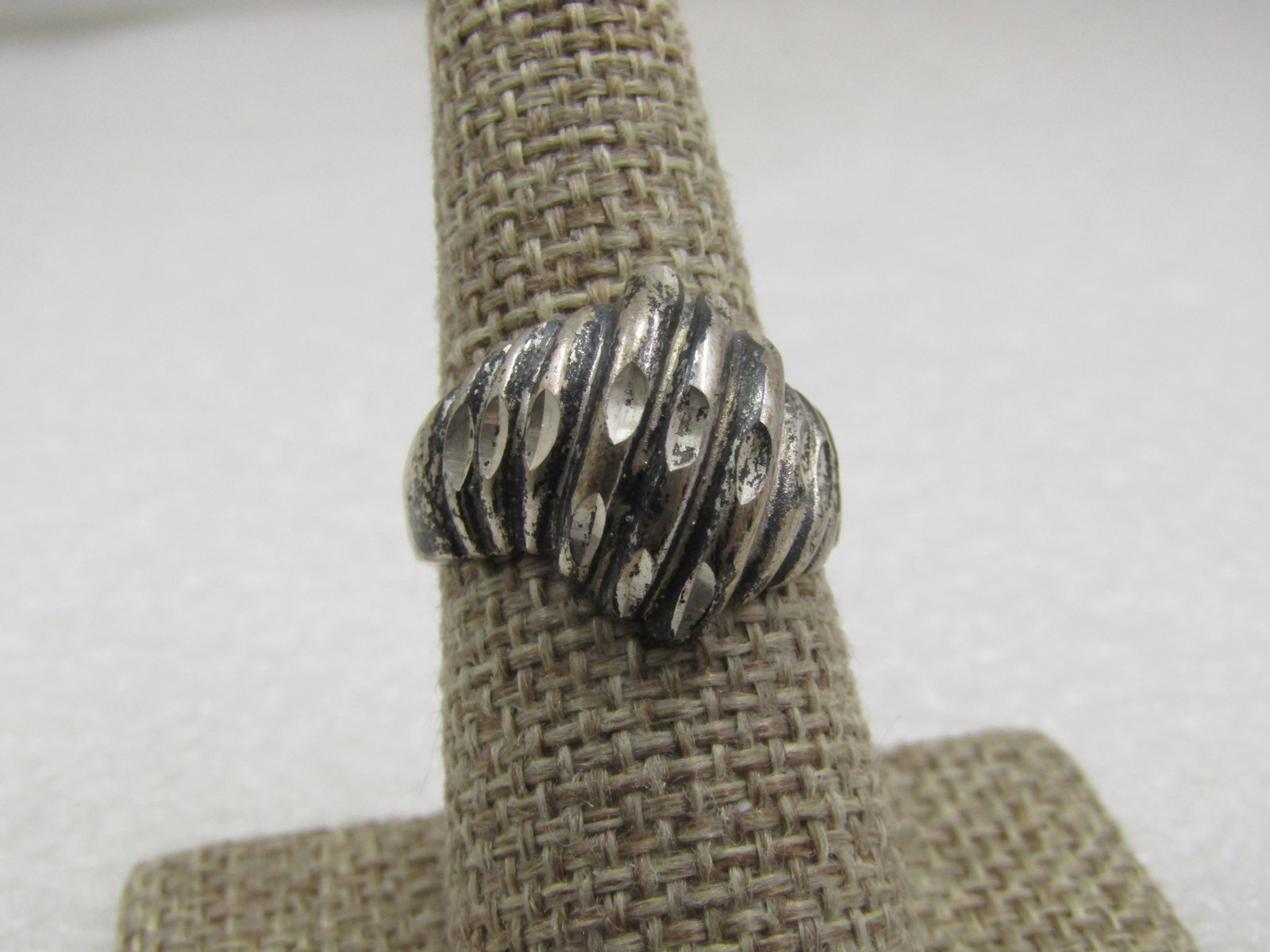 Vintage Sterling Domed Ridged Ring, Sz. 8, Unisex, Signed: Vintage Sterling Domed Ridged Ring, Sz. 8, Unisex, Signed ISC and marked .925. Also tested, weight is appx. 6.92 gr. The ring is appx. 17 mm at the center of the finger, going down the finger and