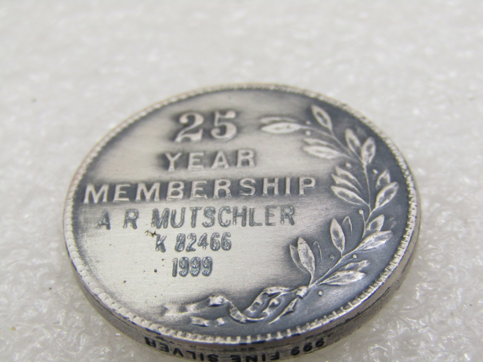 .999 Silver 25 Year Membership American Numismadic Association Coin, 1999 - 3