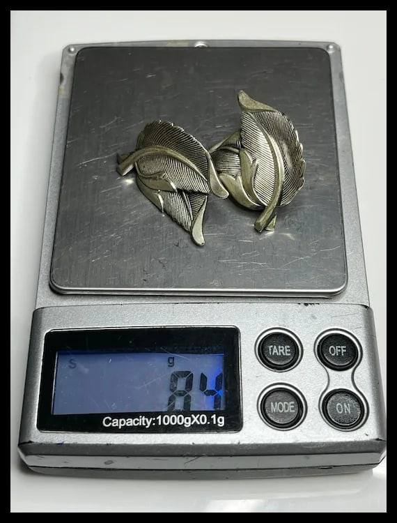 Vintage Jewel Art Sterling Silver Leaf Screw Back Earrings - 6