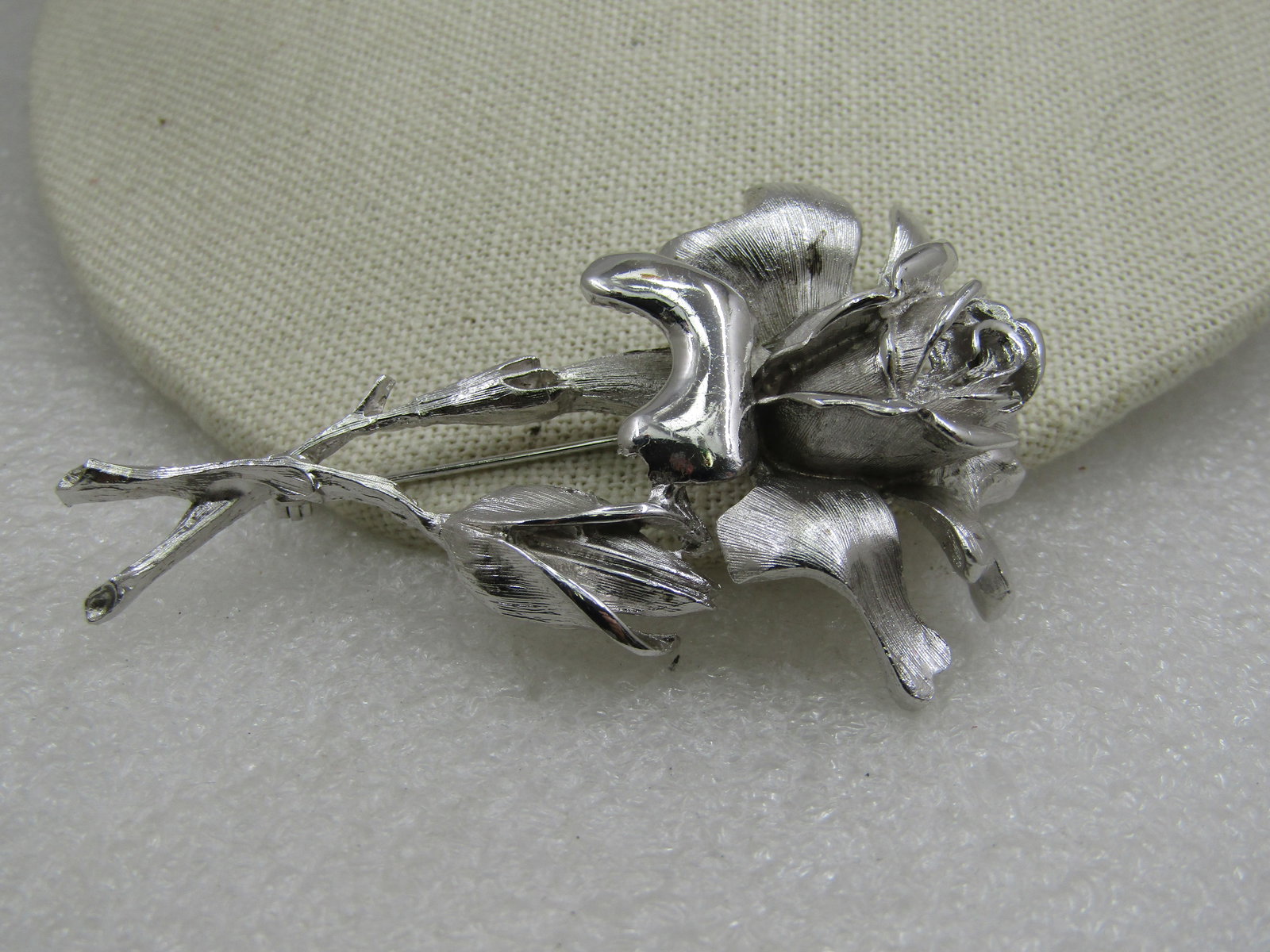 Vintage Silver Roses Brooch, 2.75" , 1960's-1970's. - 2