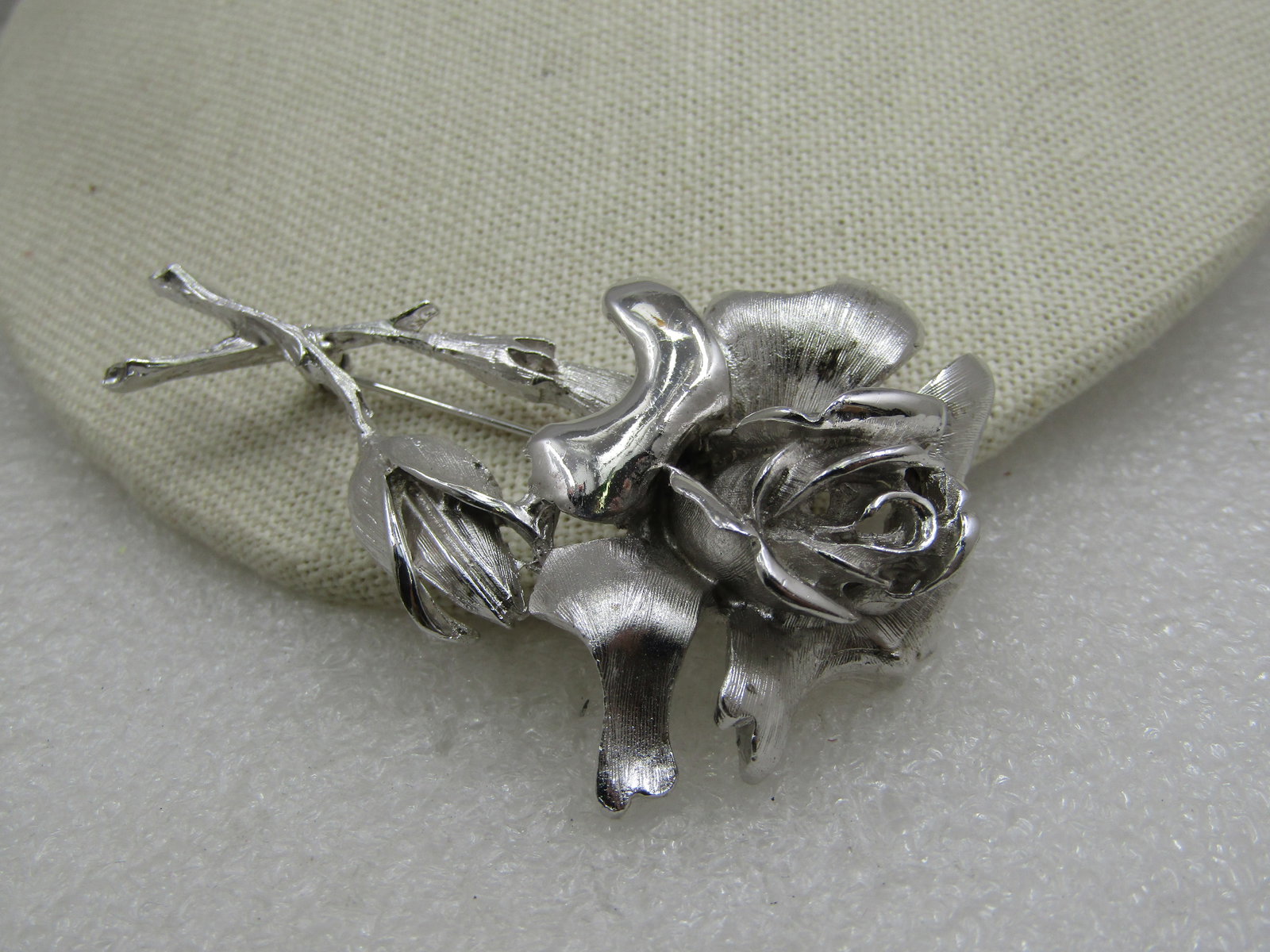 Vintage Silver Roses Brooch, 2.75" , 1960's-1970's. - 3