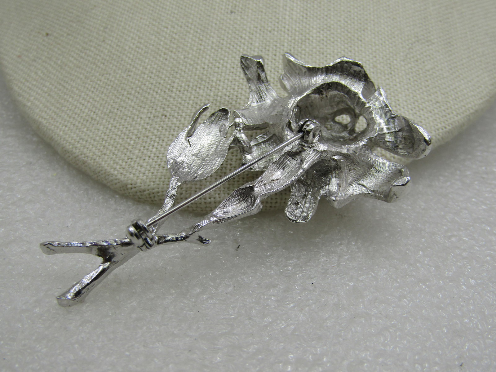 Vintage Silver Roses Brooch, 2.75" , 1960's-1970's. - 4