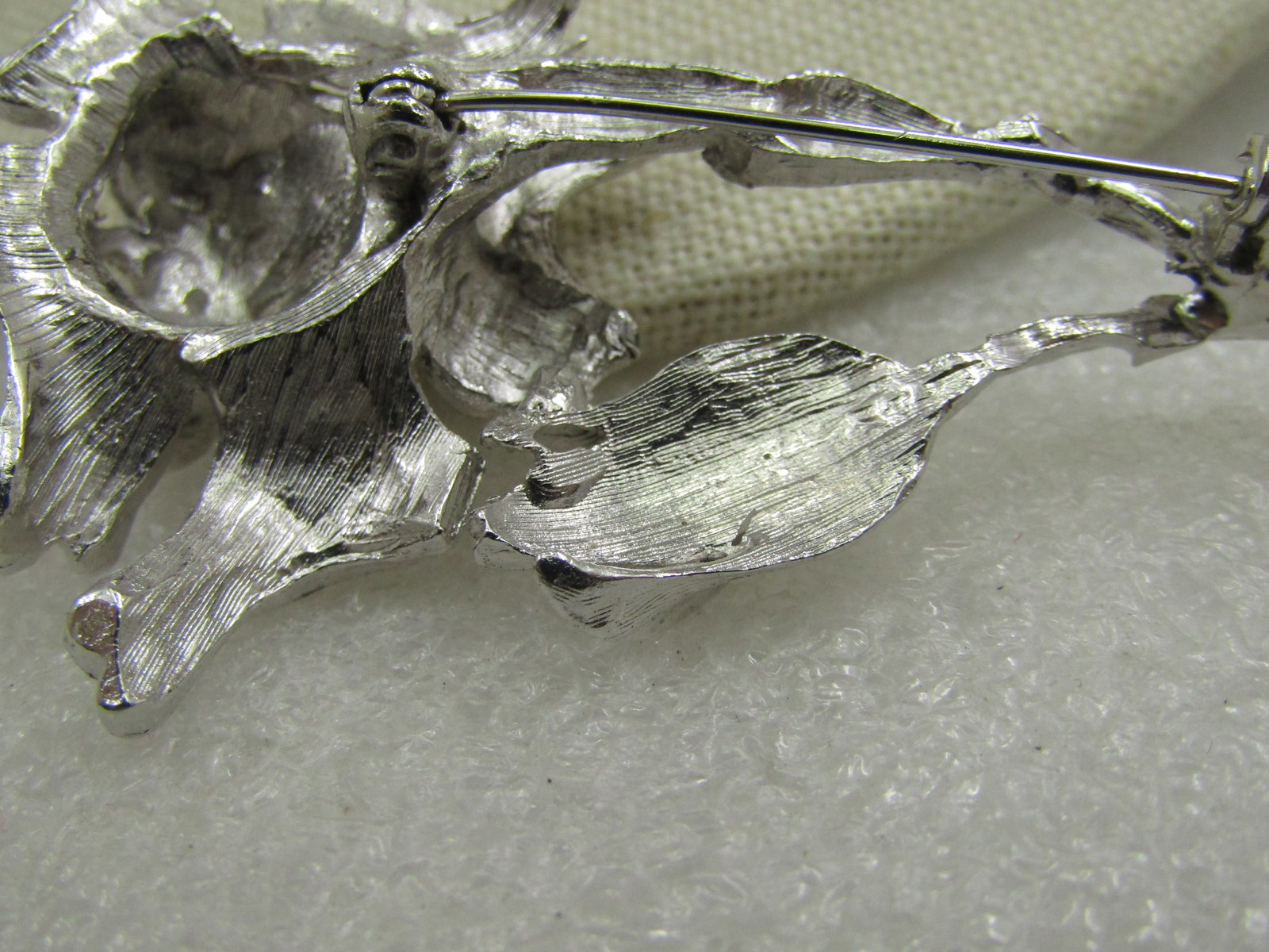 Vintage Silver Roses Brooch, 2.75" , 1960's-1970's. - 5