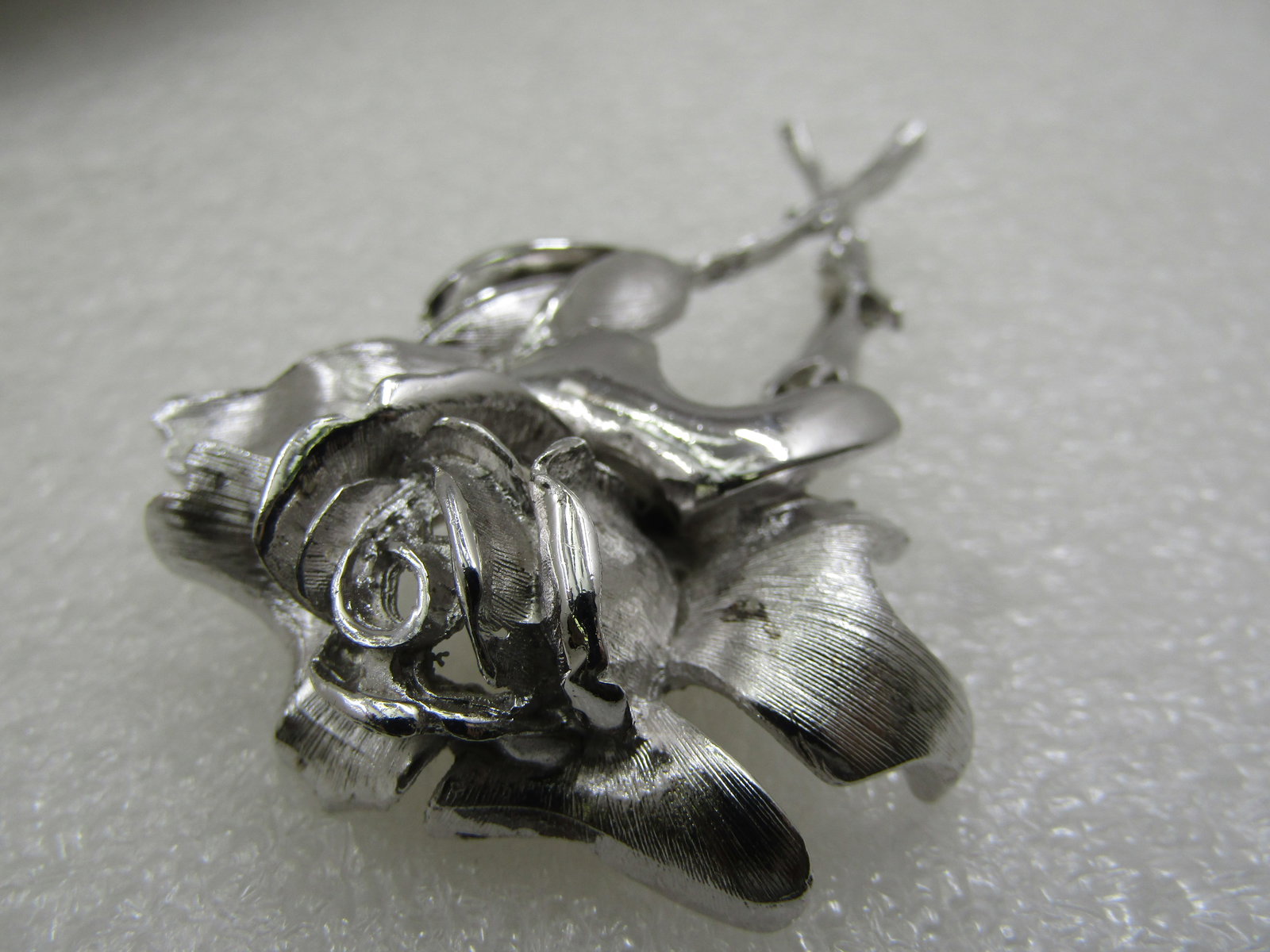 Vintage Silver Roses Brooch, 2.75" , 1960's-1970's. - 6
