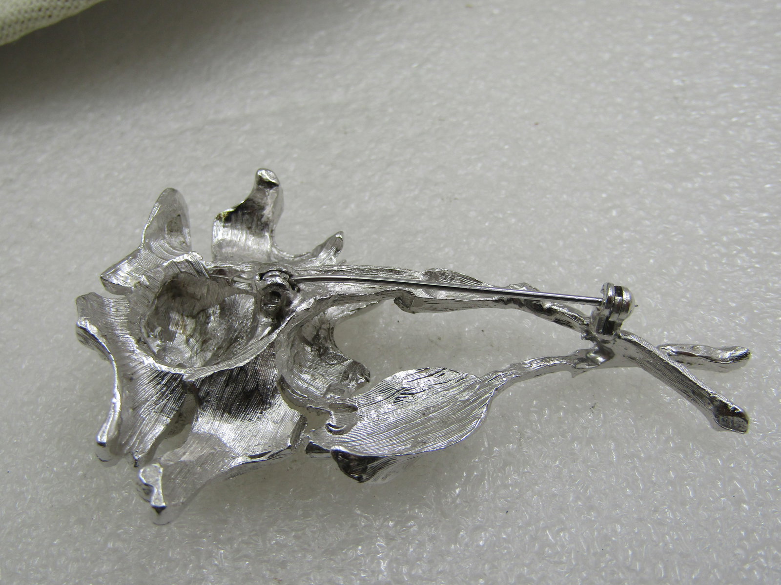 Vintage Silver Roses Brooch, 2.75" , 1960's-1970's. - 7