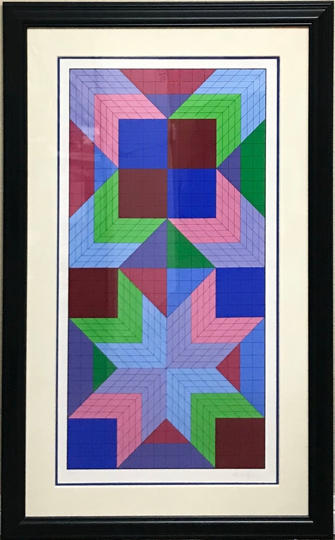 Victor Vasarely The Door Original Serigraph Hand-Signed & Numbered Framed