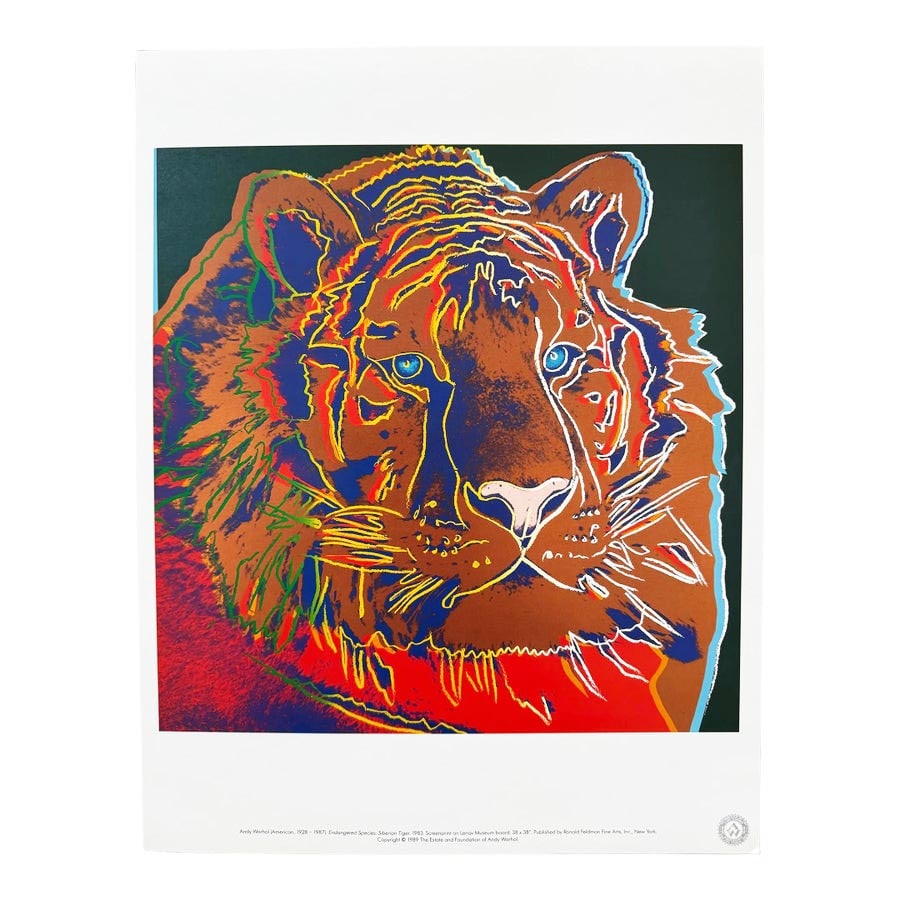 Andy Warhol Pop Art Siberian Tiger 1983: Title: Andy Warhol Pop Art Siberian Tiger 1983 Description: Artist: Andy Warhol Country: USA Title: Siberian Tiger 1983 Printed: Offset in 1983, in Germany Marks: Not signed, not numbered Paper Size: 
