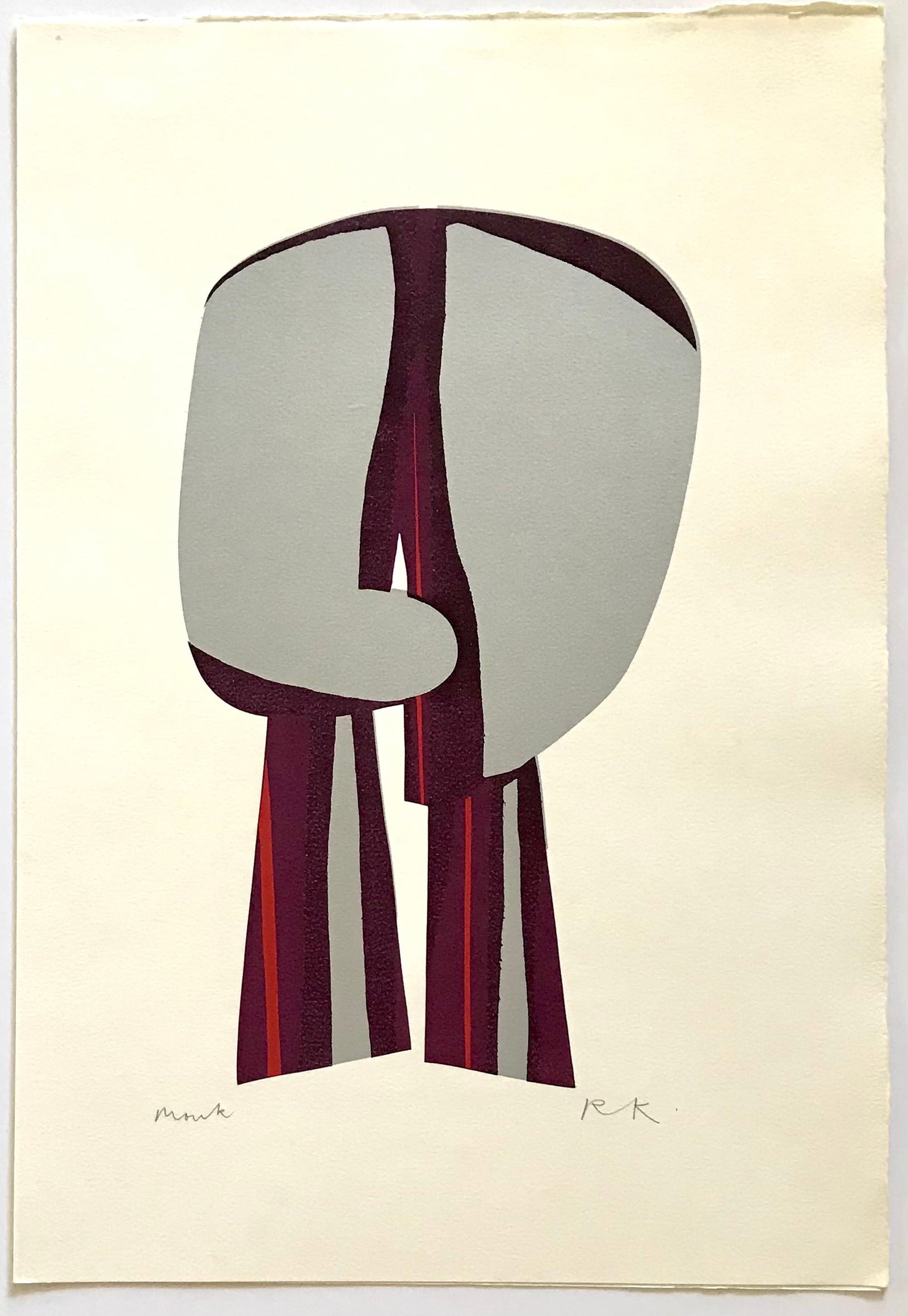 Ronald king signed screenprint Monk 1967: Title: Ronald king signed screenprint Monk 1967 Description: Artist: Ronald King Country: Brazil - England Title: Monk Medium: Screenprint/ (four colors) Marks: Pencil signed and Titled Paper size: