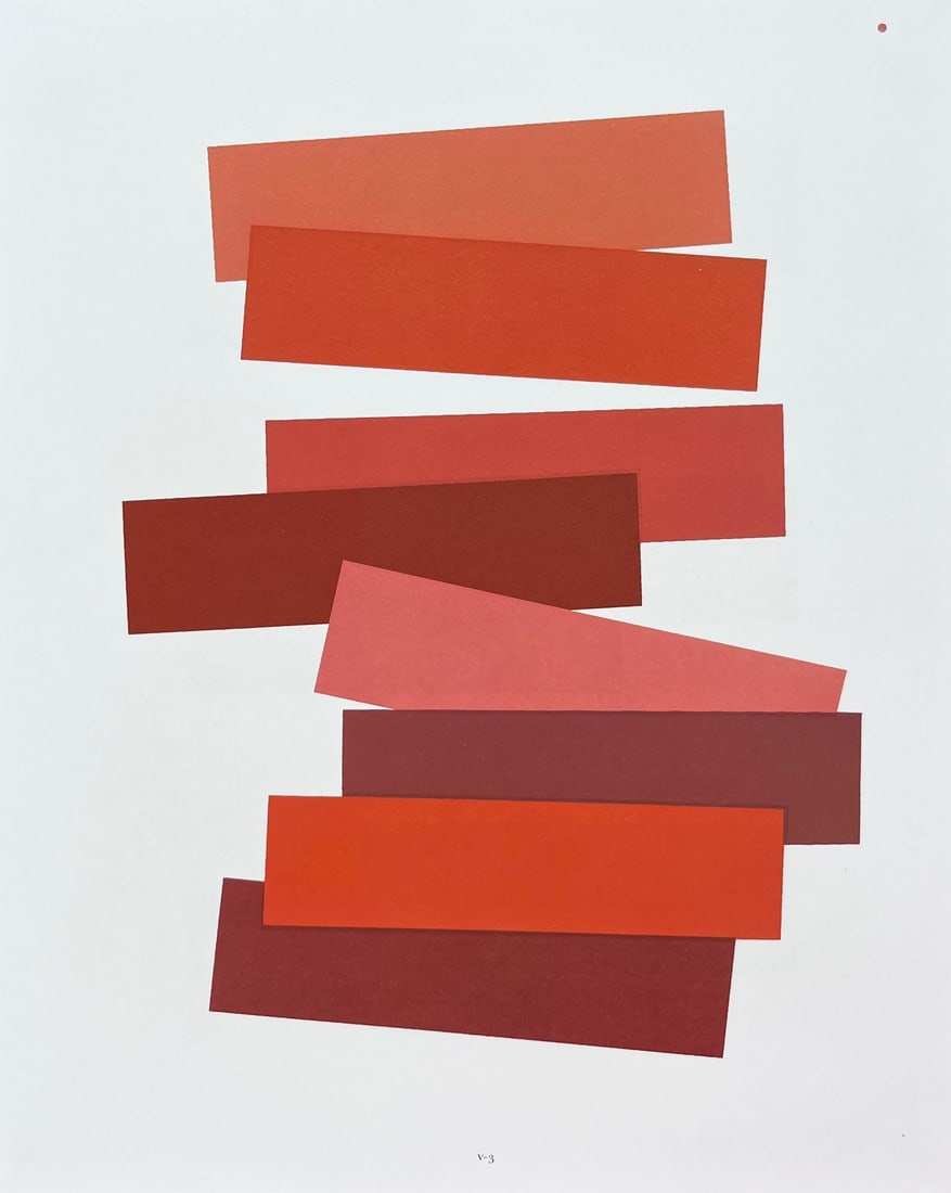 2009 Josef Albers The Interaction of Color Plate V-3-Red: Title: 2009 Josef Albers The Interaction of Color Plate V-3-Red Description: Artist: Josef Albers Country: Germany-USA Title: Plate V-3-Red Paper Size: 13.50 x 10.50 inches on Munken Print Cream