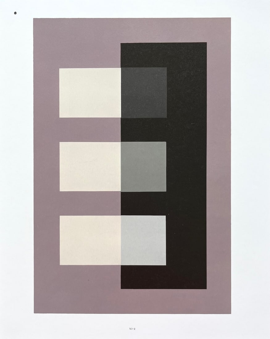 2009 Josef Albers The Interaction of Color Plate XI-2: Title: 2009 Josef Albers The Interaction of Color Plate XI-2 Description: Artist: Josef Albers Country: Germany-USA Title: Plate XI-2 (2) Paper Size: 13.50 x 10.50 inches on Munken Print Cream